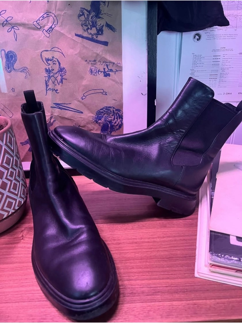 Stuart Weitzman Black Leather Ankle Boots Size 7.5B